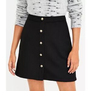 Loft Wooly Button Pocket High Rise Pencil Mini Skirt Black 0P